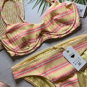 Billabong 💛 Sunchaser Striped Kenzley Underwire Bikini Top | Lowrider Bottom